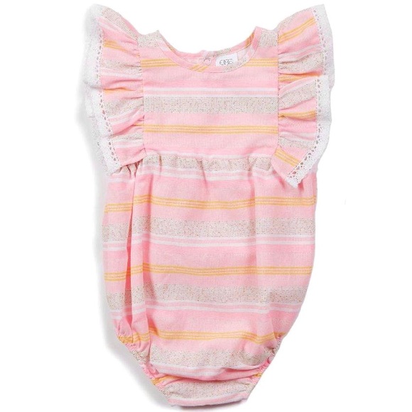 Egg Collective Other - EGG Collective Baby Girl Remy Striped Ruffle Sleeve Romper 6 months